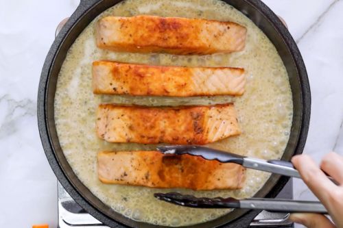 step 6: Add salmon back to the saucepan