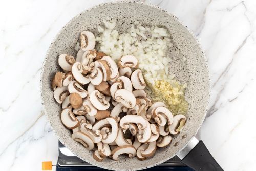 step 1: Brown the mushrooms and onion.