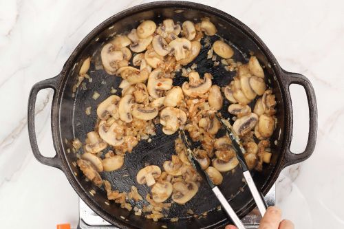Step 2: Stir fry the mushrooms.